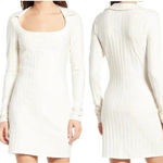 Reformation NWT Vittoria Rib Long Sleeve Collared Knit Dress Ivory Size S Photo 2