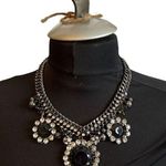 Black & silver chunky rhinestone floral statement necklace and sequin black bang Photo 0