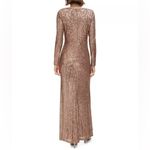 Eliza J  Women's Sequined V-Neck Draped-Bodice Gown Taupe Sz 6 Photo 4