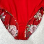 Nine West Red Floral One Piece V-Neck Swimsuit Size S Photo 8