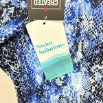 SWIM SOLUTIONS $102 NWT Shirred Snakeskin‎ one piece swimsuit 10 M Blue Size M Photo 3