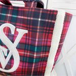 Victoria's Secret Victoria’s Secret Plaid Flannel Faux Sherpa Tote Bag Pink Green Large Photo 5
