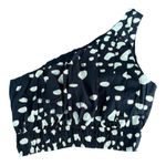Juan D Dios Lovely resort one shoulder crop top navy spotted size small Blue Photo 3