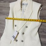 ZARA  Women Ecru Textured Button-Down Luxury Vest Wedding Lapel Collar Dress L Photo 11