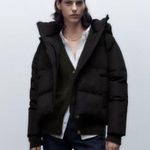 ZARA Plain Hooded Quilted Jacket Photo 4