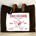 True Religion  Brown and White Large Canvas Tote Photo 0