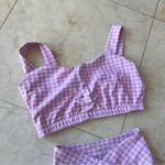 Year Of Ours  Pink/White Checkered Leggings Sport Bra Set Photo 1