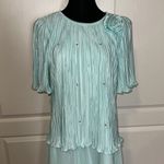 VTG TIFFANY BLUE PLEATED RHINESTONE DRESS Photo 3