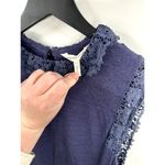 Rebecca Taylor Sleeveless Navy Blue Crochet 100% Linen Dress Size Large Photo 3