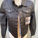Jou Jou Black Waxed Denim Jacket Women’s Large Photo 0