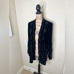 Johnny Was NTM:  Black Velvet Embroidered Floral Open Front Cardigan Size M Photo 5