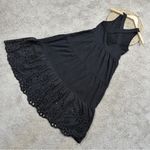 J.Crew Women’s Tiered Knit Midi Dress Sleeveless With Eyelet Trim in Black XS Photo 5