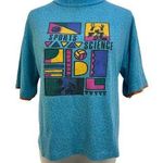 Vintage 90s Gitano Crop Graphic Tee Blue Sports Science Size L Photo 0