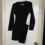 ZARA NEW!  black long sleeve lace up asymmetrical mini dress size Small Photo 2