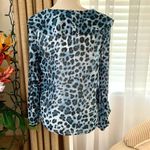 ZARA  Ruffled Animal Print Long Sleeve Blouse Top in Blue / Black Photo 7