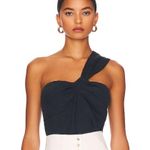 Veronica Beard  Belinda One Shoulder Top Ink Blue Jacquard 14 Photo 2