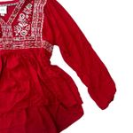 Knox Rose Wine Red Boho Babydoll Blouse Long Balloon Sleeve XL V-Neck High Low Photo 3