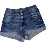 Angel Kiss Medium Wash Button Up Cuffed Jean Shorts - Size 6 Photo 0