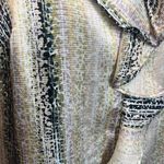 The Limited  XS Green Snakeskin Shimmer Print Ruffle Front Blouse Top Work Office Photo 3