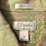 cj banks Trench Coat Womens 1X Used Pink Green Unlined Stretched Photo 7