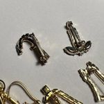 Lot Of 5 Rhinestone Christmas Holiday Brooch Pins Candy Cane Candle Bell & Angel Gold Photo 7