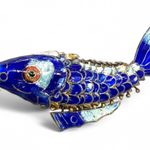Vintage Antique 100Yearold Articulated Moveable Chinese Export Fish Cloisonné Blue Photo 0