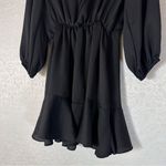 VICI Black Tie Neck Long Sleeve Mini Dress Medium Elegant Classy Cocktail Photo 9