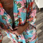 Vintage Authentic Japanese kimono pink aqua bright beautiful OS handmade Blue Size undefined Photo 9