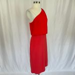 Ralph Lauren Women's Cocktail Dress Size 14 Red Sleeveless One Shoulder Sheath Photo 1