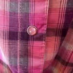 Wrangler  Top 3XL Button-Front Western Shirt Pink Orange Plaid Pearl Snap Women's Photo 7