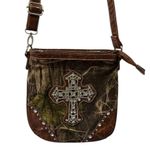 Camouflage Rhinestone Cross Studded Crossbody Purse Camo 9 x 10 inches Brown Photo 2
