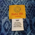Ruby Rd . Woman's Printed snap 3/4 Sleeve Jacket 14P Blue Geometric Pattern Photo 1