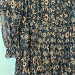 Ulla Johnson Esma Mini Dress Onyx Ikat Size 2 Ruffle Silk Georgette Metallic S Photo 3