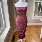 Windsor Rose Pink Drapey Rusched Bodycon Midi Dress Size Large NWT Photo 6