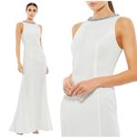 Mac Duggal  Size 6 49093 White Embellished Neck Sleeveless Trumpet Gown NWT FLAW Photo 1