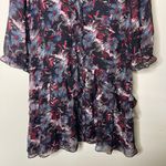 Saloni Tilly Ruffle Silk Floral Button Down Mini Dress sz 12 Blue Photo 7