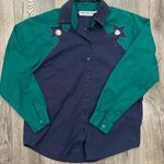 Vintage Adobe Rose Button Down Shirt Large Western Star Sherif Green Blue Rodeo Photo 0