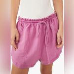 Free People Mirella Linen Blend Drawstring Shorts, Pink Plum, Size Medium Photo 0