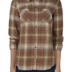 Natural Reflections  button up autumn fall brown plaid flannel large Photo 0