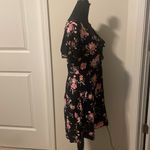Xhilaration Pink Black Floral Print Faux Wrap Ruffle Collar Mini Dress size M Photo 2