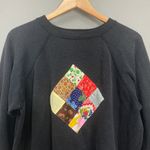 Vintage Patchwork Sweatshirt Black Size Large Quilt Patch One Photo 2