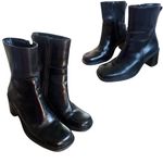 Vintage 90s Y2K Chunky Black Leather Boots Made in Brazil Size 6 Photo 3