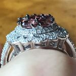 Natural Pink Garnet Moissanite Sterling Silver Cocktail Ring Size 6 Photo 1