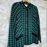 Misook Exclusive button front knit sweater jacket size XL plaid Photo 1