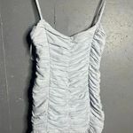 LIONESS  Keep on Rising Ruched Mini Dress in Sky Blue.  Size Small Photo 0