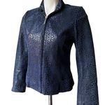 Vintage Marco Polo Leather and Suede Semi Fitted Zip Front Jacket Blue Size M Photo 2