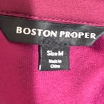 Boston Proper  Sleeveless Collared Midi Shirt Dress M Magenta Gold Button Belted Photo 5
