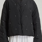 Sleeper  Faux Pearl‎ Puffer Cropped Jacket Black Size S/M Photo 0