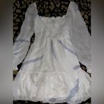 Wilfred Tempest White & Multi Smocked Sheer Square Neck Dress Sz. S Photo 1