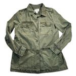 Caslon Army Green Button Front Field Shirt Jacket Women's Small Utility Photo 0